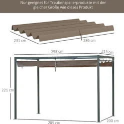 Ersättningstak för 2,85 x 2 m pergola, vattenavvisande infällbar vågkapell med regndräneringshål, UV-skydd 30+, vintertätt skuggskydd för trädgård, ba | CDON