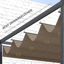 Ersättningstak för 2,85 x 2 m pergola, vattenavvisande infällbar vågkapell med regndräneringshål, UV-skydd 30+, vintertätt skuggskydd för trädgård, ba | CDON