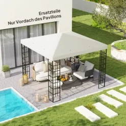 Ersättningstak till paviljong 3x3 m, vattentätt, oxford 370 g/m², ljusgrå