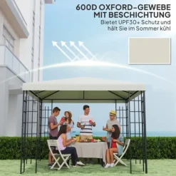 Ersättningstak till paviljong 3x3 m, vattentätt, oxford 370 g/m², ljusgrå