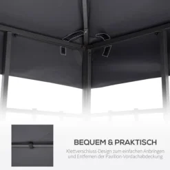 Ersättningstak 3x3 m för metallpaviljong, vädertåligt polyester, mörkgrå