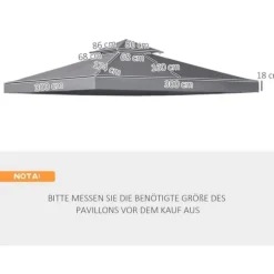 Ersättningstak 3x3 m för metallpaviljong, vädertåligt polyester, mörkgrå