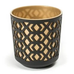 Etnisk blomkruka svart och guld 19xh20 cm