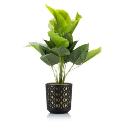 Etnisk blomkruka svart och guld 19xh20 cm