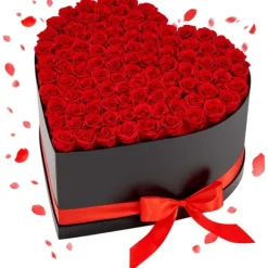 Evighetsrosor - Hjärtformad Rosbox - Konserverade Rosor 100 St - Lång Hållbarhet - Underhållsfri - Röd