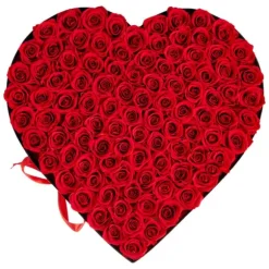 Evighetsrosor - Hjärtformad Rosbox - Konserverade Rosor 100 St - Lång Hållbarhet - Underhållsfri - Röd