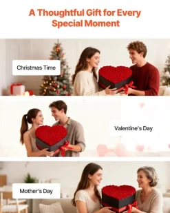 Evighetsrosor - Hjärtformad Rosbox - Konserverade Rosor 100 St - Lång Hållbarhet - Underhållsfri - Röd