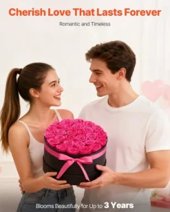 Evighetsrosor - Rosor i låda - 27 st - Konserverade rosor - Gåva för födelsedag/jubileum/Alla hjärtans dag - Rosröd