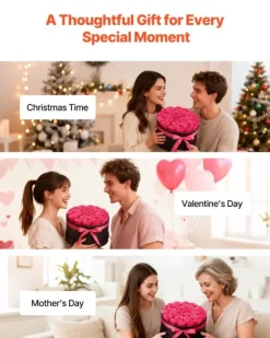 Evighetsrosor - Rosor i låda - 27 st - Konserverade rosor - Gåva för födelsedag/jubileum/Alla hjärtans dag - Rosröd