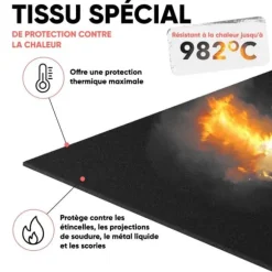 EVOCAMP eldsäkert matta 100x100 cm – skyddsmatta för golv vid öppen eld, grill, eldsäker platta - tål 982 °C