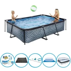 EXIT Pool Stengrå - 300x200x65 cm - Rampool - Inklusive tillbehör