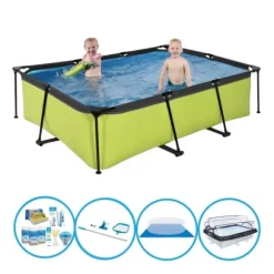 EXIT Simbassäng Lime - 220x150x60 cm - Frame Pool - Poolpaket