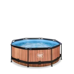 EXIT Wood pool ø244x76cm med filterpump - brun