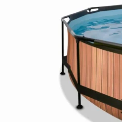 EXIT Wood pool ø244x76cm med filterpump - brun