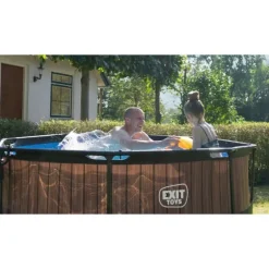 EXIT Wood pool ø244x76cm med filterpump - brun