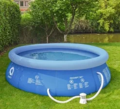 Extra stor uppblåsbar pool med filterpump, lock och tillbehör – 305 cm diameter, 3618 liters kapacitet