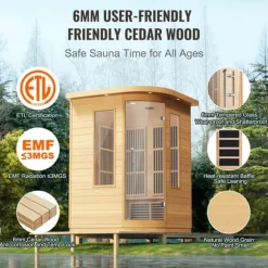 Far Infrared Bastu 2 Personer Hemma Spa, 1850W, Effektiv Värme, Modern Design