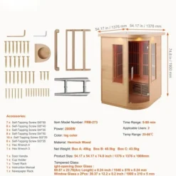 Far Infrared Bastu 2 Personer Hemma Spa, 1850W, Effektiv Värme, Modern Design