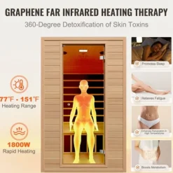 Far Infrared Trä Bastu för 2 Personer, 1800W, Effektiv Värme, Avkoppling och Hälsa, Inomhusbruk