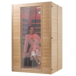 Far Infrared Trä Bastu för 2 Personer, 1800W, Effektiv Värme, Avkoppling och Hälsa, Inomhusbruk