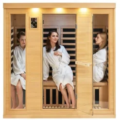 Far Infrared Träbastu 3-4 personer, 2580W, Energibesparande, Effektiv Värme, Perfekt för Avkoppling, Wellness Spa