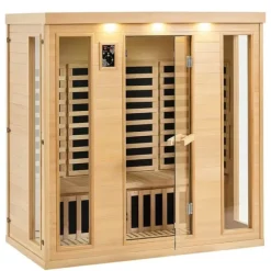 Far Infrared Träbastu 3-4 personer, 2580W, Energibesparande, Effektiv Värme, Perfekt för Avkoppling, Wellness Spa