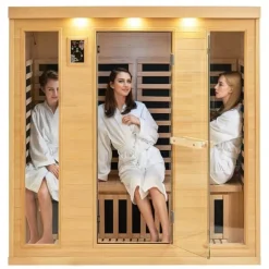 Far Infrared Träbastu 3-4 personer, 2580W, Energibesparande, Effektiv Värme, Perfekt för Avkoppling, Wellness Spa