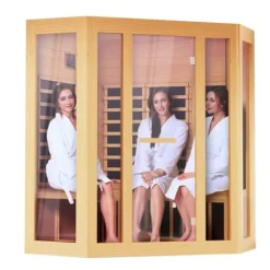 Far Infrared Träbastu för 3-4 personer, 2470W, energieffektiv avkoppling, snabb uppvärmning, digital temperaturkontroll, modern design