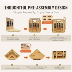 Far Infrared Träbastu för 3-4 personer, 2470W, energieffektiv avkoppling, snabb uppvärmning, digital temperaturkontroll, modern design