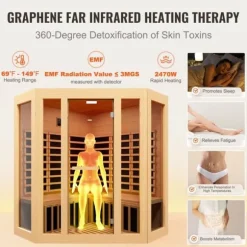Far Infrared Träbastu för 3-4 personer, 2470W, energieffektiv avkoppling, snabb uppvärmning, digital temperaturkontroll, modern design
