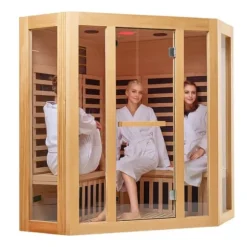Far Infrared Träbastu för 3-4 personer, 2470W, energieffektiv avkoppling, snabb uppvärmning, digital temperaturkontroll, modern design