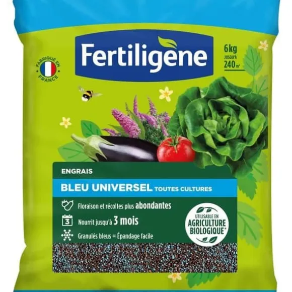 FERTILIGENE FBLEUBIO6 - Universal Blå Gödselmedel 6 kg - Riklig blomning och skörd - Näring i upp till 3 månader - För 240m²