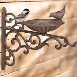 Fågelbad, Gjutjärn, 24x28x14 cm, Brun