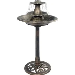 Fågelbad med fontän brons 50x91 cm plast