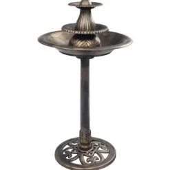 Fågelbad med fontän brons 50x91 cm plast