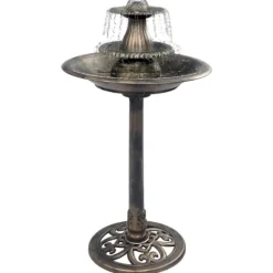 Fågelbad med fontän brons 50x91 cm plast