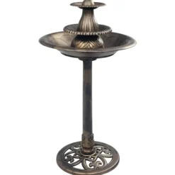 Fågelbad med fontän brons 50x91 cm plast