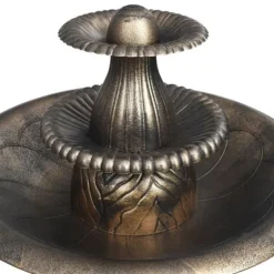 Fågelbad med fontän brons 50x91 cm plast