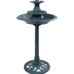 Fågelbad med fontän grön 50x91 cm plast