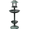 Fågelbad med soldriven lampa - Dekorativ trädgårdsartikel | Färg: Grön | Storlek: 40x40x110 cm