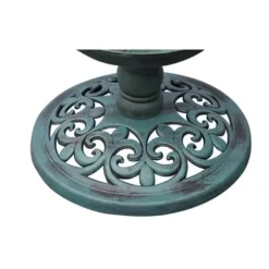 Fågelbad med soldriven lampa - Dekorativ trädgårdsartikel | Färg: Grön | Storlek: 40x40x110 cm