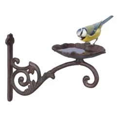 Fågelbad, väggmonterat, 18x27x13 cm, brun