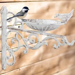 Fågelbad, Väggmonterbar gjutjärn, 24x28x14 cm