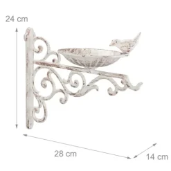 Fågelbad, Väggmonterbar gjutjärn, 24x28x14 cm