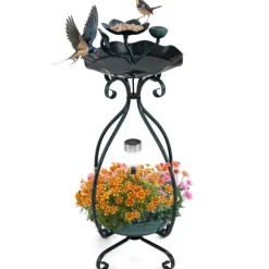 Fågelbad, 12x12x31cm, brons