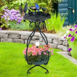 Fågelbad, 12x12x31cm, brons