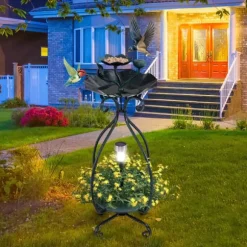 Fågelbad, 12x12x31cm, brons