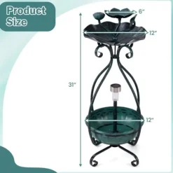 Fågelbad, 12x12x31cm, brons