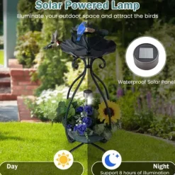 Fågelbad, 12x12x31cm, brons