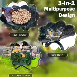 Fågelbad, 12x12x31cm, brons